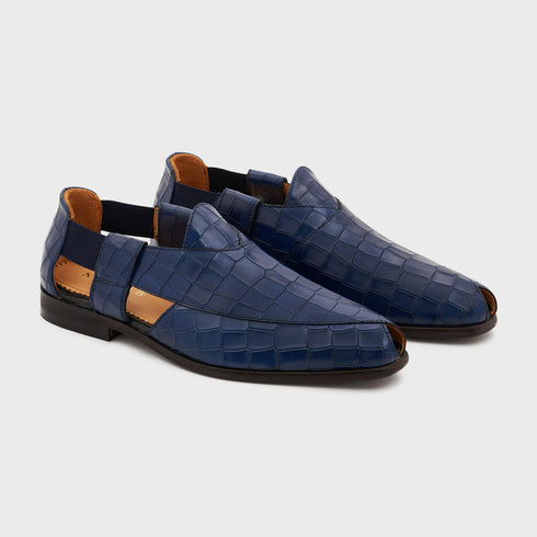 Peshauri | Galaxy Blue Croco Leather